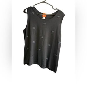 Hearts of Palm Black Tank Top with Shell Accents XL